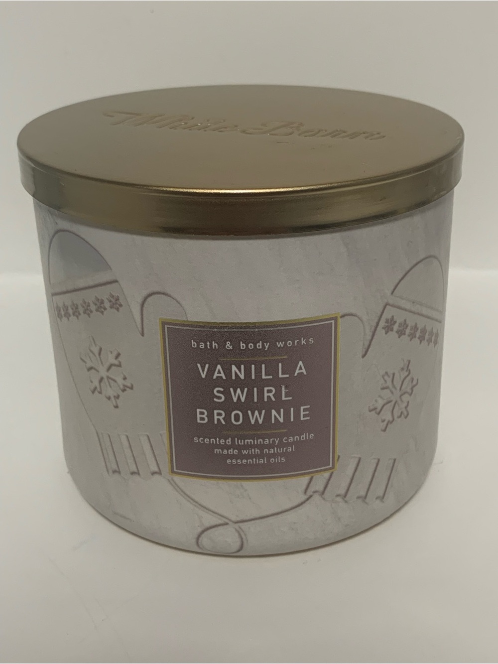 Bath & Body Works Vanilla Swirl Brownie Scented Luminary Candle - Gold Lid